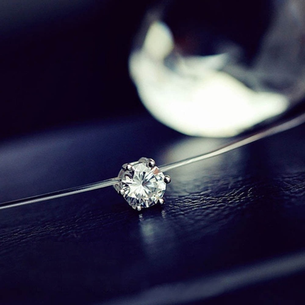 Crystal Zircon Invisible Necklace Choker - Picture 3 of 6